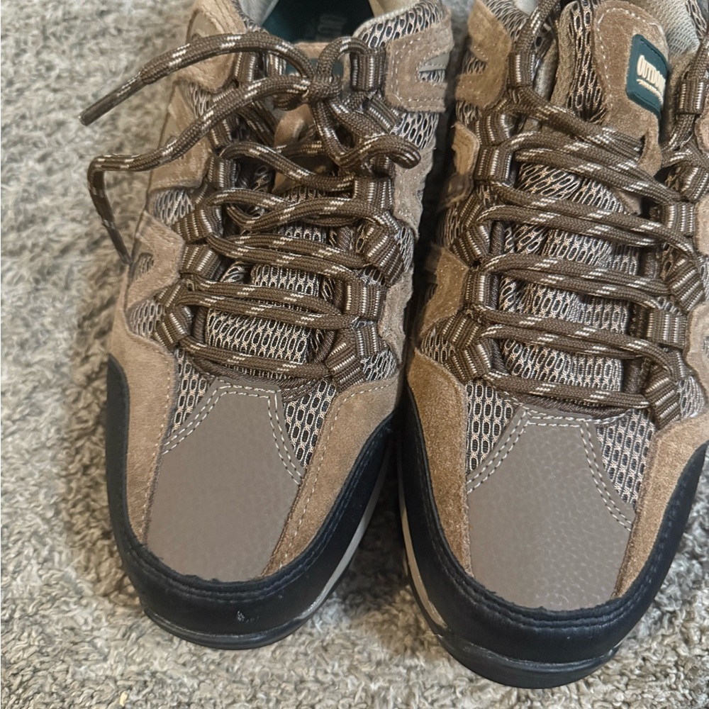 Brown and Black Athletic Trail Shoes with Rugged Outsole